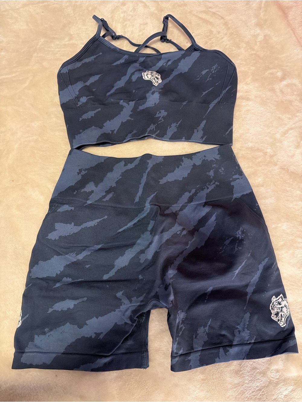 Darc Sport Black Camo Seamless High-Waist Bike Shorts & Crop Tank Set